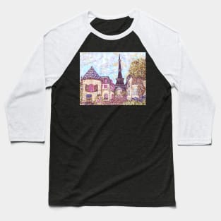 Paris Eiffel Tower Inspired Landscape Pointillism Baseball T-Shirt